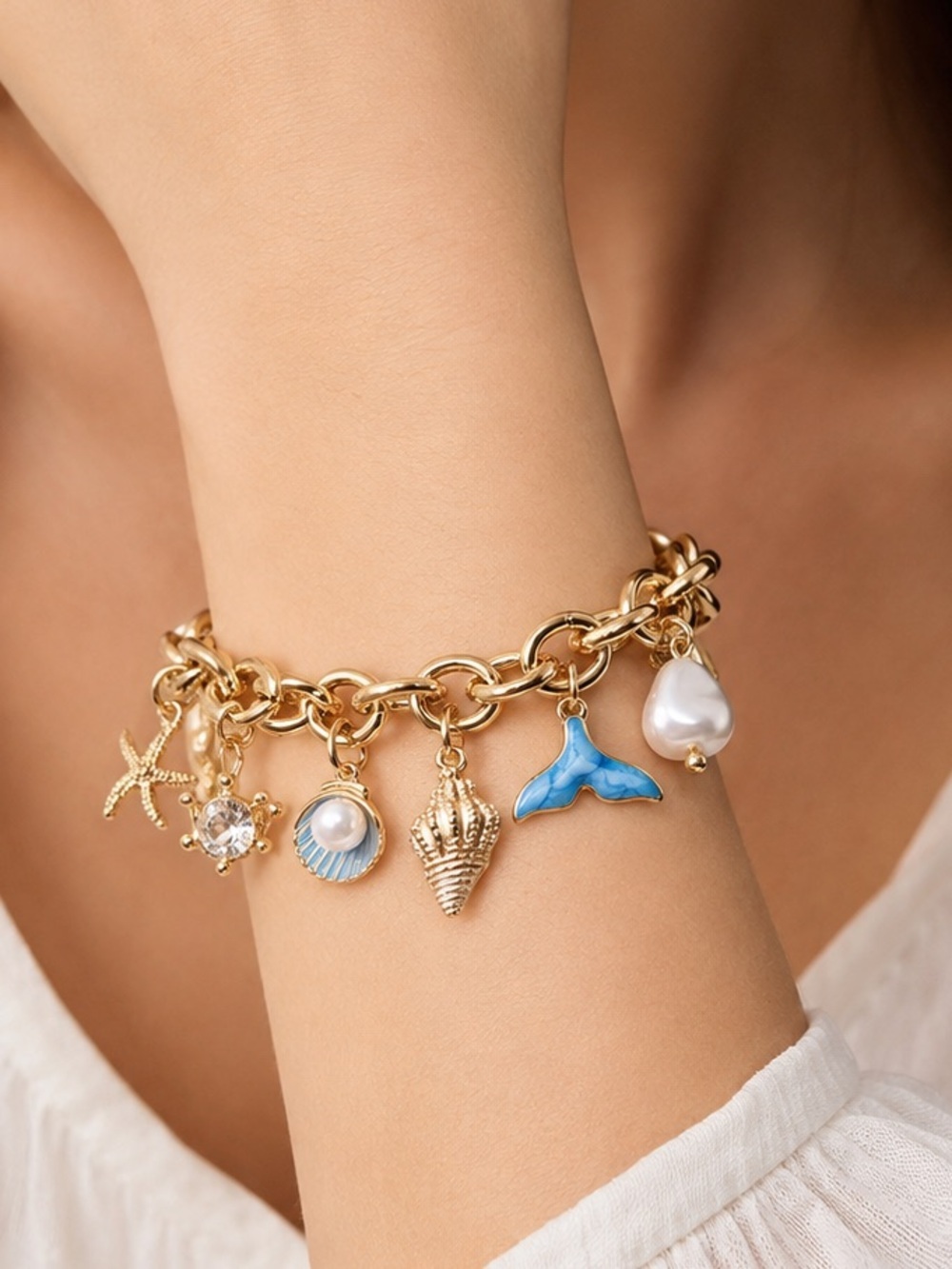 Gold Beach Charm Bracelet